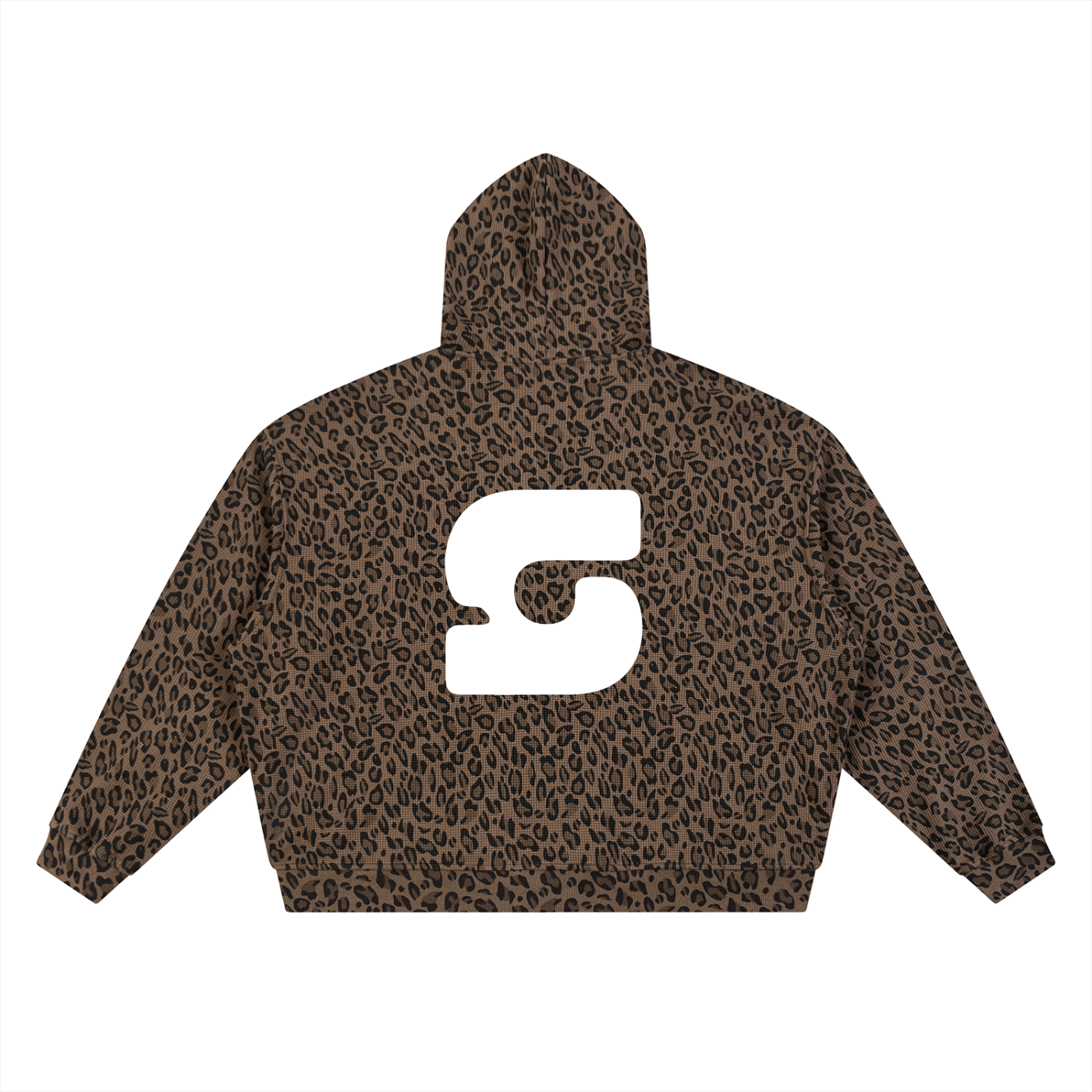 Smoke Lovely Leopard Print Waffle Full Zip Hoodie