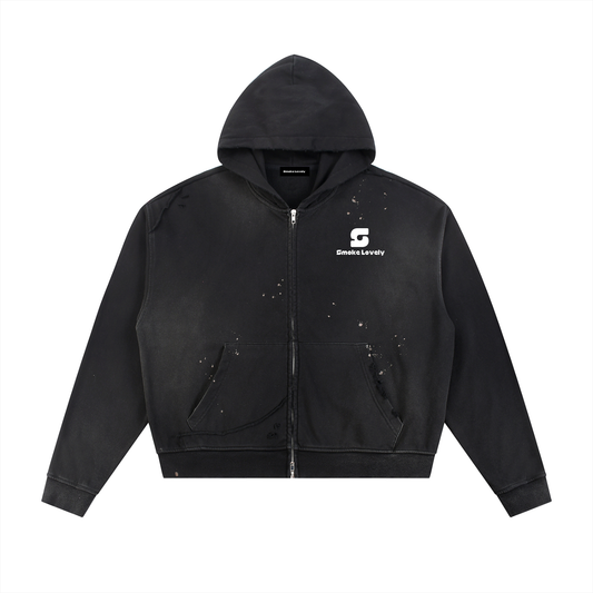 Smoke lovely Sun Fade Fleece Zip Hoodie